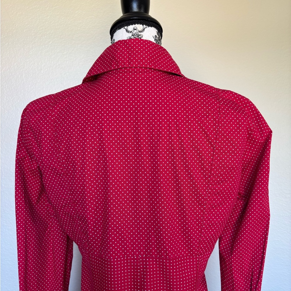 Cato Red Button Down Shirt with gray Dots - Picture 6 of 13